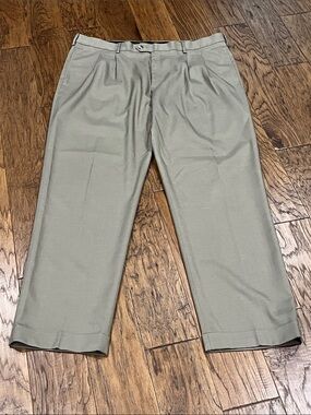 Savane Men's Pleated Dress Pants -Dark khaki
